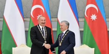 Azərbaycan və Özbəkistan prezidentlərinin təltifolunma mərasimi keçirildi